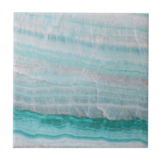 Turquoise Granite Stone Layered Wave Print Tegeltje (Voorkant)