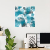 Turquoise Gray Abstract Poster (Thuiskantoor)