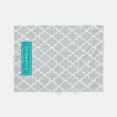 Turquoise & Gray Quatrefoil | Fleece Blanket (Voorkant (Horizontaal))