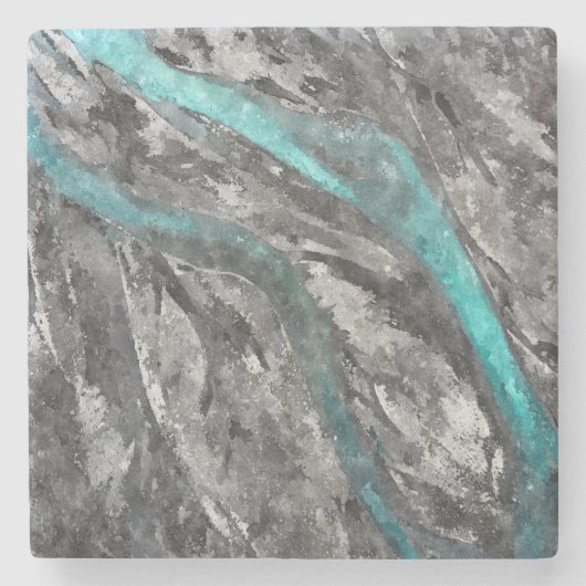 Turquoise & Gray Stone Onderzetters (Voorkant)