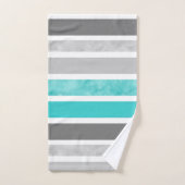 Turquoise Gray White Stripes Bad Handdoek (Handdoek)