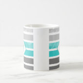 Turquoise Gray White Stripes Koffiemok (Center)