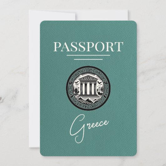Turquoise Grèce Passeport Enregistrer la carte Dat (Devant)