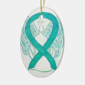Turquoise Green Awareness Ruban Angel Art Ornement (Gauche)