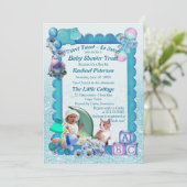 Turquoise Green Blue Baby shower Invitation Bedankkaart (Staand voorkant)