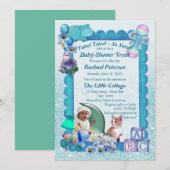 Turquoise Green Blue Baby shower Invitation Bedankkaart (Voorkant / Achterkant)