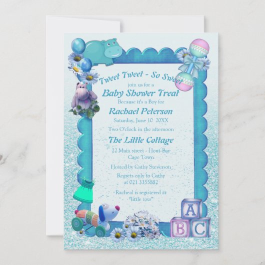 Turquoise Green Blue Photo Cadre Invitation (Devant)