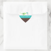 Turquoise Green Brown Floral Birds Envelope Seal Hart Sticker (Tas)