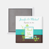 Turquoise Green Brown Floral Wedding Favor Magnet (Recto/Verso)