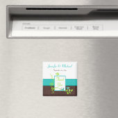 Turquoise Green Brown Floral Wedding Favor Magnet (In Situ (Lave-vaisselle))