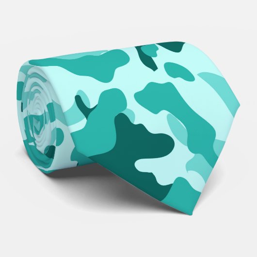 Turquoise Green Camo Stropdas (Opgerold)