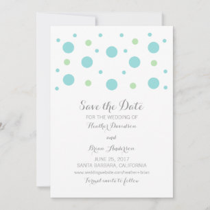 Turquoise Green Confetti sparen de Datum uitnodige Save The Date
