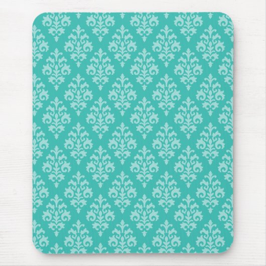 Turquoise Green en Mint Damask Pattern Muismat (Voorkant)