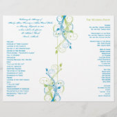 Turquoise, Green en White Floral Wedding Programme (Achterkant)