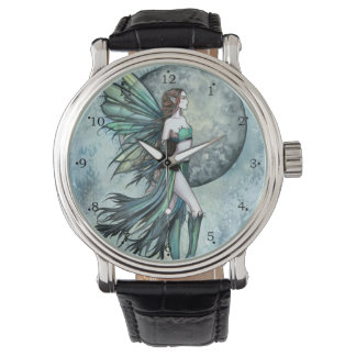 Turquoise Green Fairy Fantasy Art Horloge