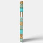 Turquoise Green Faux Gold Glitter Stripes Art Case-Mate iPhone Case (Achterkant / Rechts)