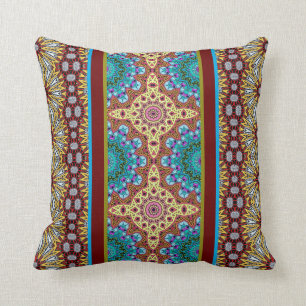 Turquoise Green Gold Rust Boho Kussen