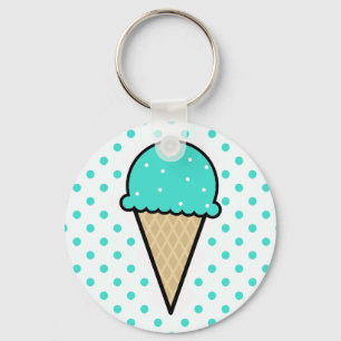 Turquoise Green Ice Cream Cone Sleutelhanger