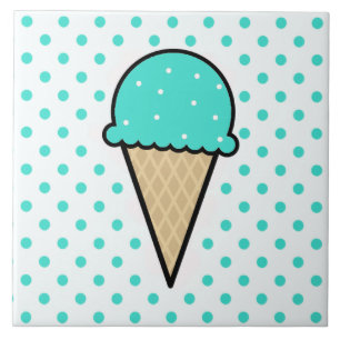 Turquoise Green Ice Cream Cone Tegeltje