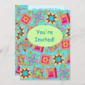 Turquoise Green Patchwork Quilt Block Art Kaart (Voorkant / Achterkant)