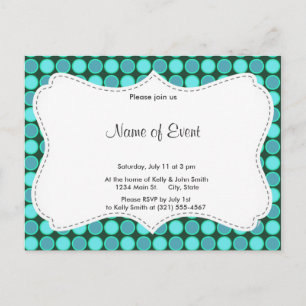 Turquoise & Green Polka Dots Uitnodiging Briefkaart