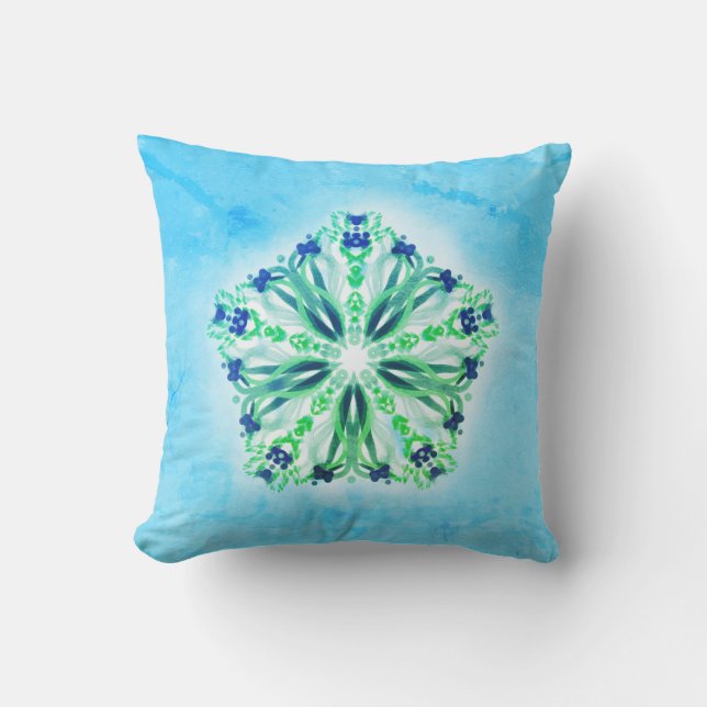 *~* Turquoise Green & Star Mandala Kussen (Voorkant)