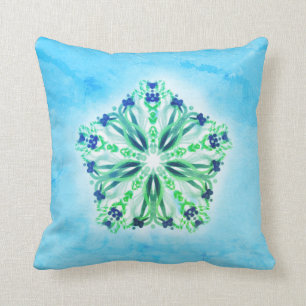 *~* Turquoise Green & Star Mandala Kussen