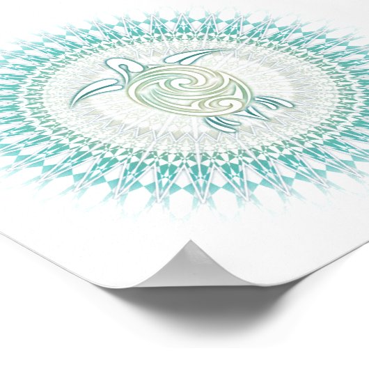 Turquoise Green Turtle Mandala Animal Poster (Hoek)