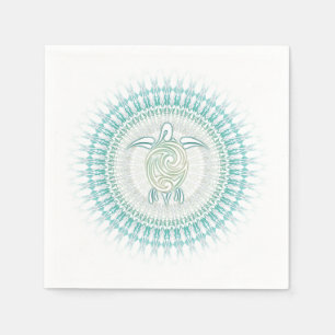 Turquoise Green Turtle Mandala Coastal Servetten