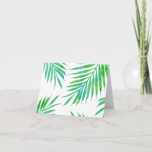 Turquoise Green Watercolor Palm Fronds (Devant)