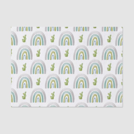 TURQUOISE GREENN GRAY RAINBOWS TISSUEPAPIER (Voorkant)