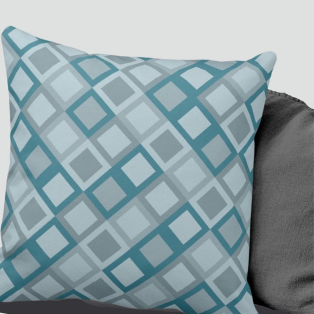 Turquoise & Grey Geometric Pattern Sierkussen (Creator heeft geüpload)