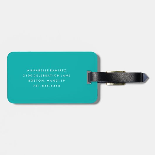Turquoise & Grey Greek Key | Bagagelabel (Achterkant horizontaal)
