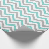 Turquoise, Grey, Wht Large Chevron ZigZag Pattern Cadeaupapier (Hoek)