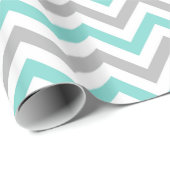 Turquoise, Grey, Wht Large Chevron ZigZag Pattern Cadeaupapier (Rol Hoek)