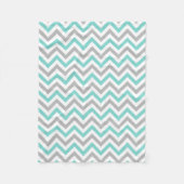 Turquoise, Grey, Wht Large Chevron ZigZag Pattern Fleece Deken (Voorkant)