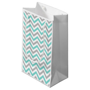 Turquoise, Grey, Wht Large Chevron ZigZag Pattern Klein Cadeauzakje