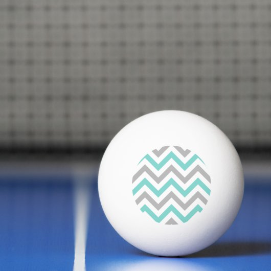 Turquoise, Grey, Wht Large Chevron ZigZag Pattern Pingpongballen (Net)