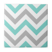 Turquoise, Grey, Wht Large Chevron ZigZag Pattern Tegeltje (Voorkant)