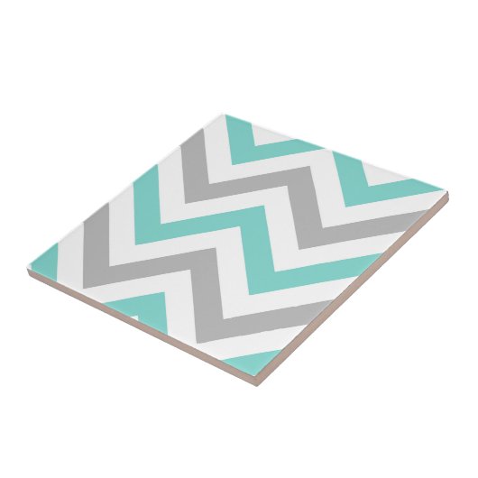 Turquoise, Grey, Wht Large Chevron ZigZag Pattern Tegeltje (Zijkant)