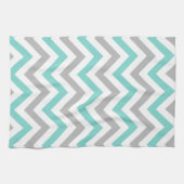 Turquoise, Grey, Wht Large Chevron ZigZag Pattern Theedoek (Horizontaal)