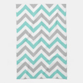 Turquoise, Grey, Wht Large Chevron ZigZag Pattern Theedoek (Verticaal)