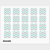 Turquoise, Grey, Wht Large Chevron ZigZag Pattern Vierkante Sticker (Vel)