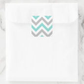 Turquoise, Grey, Wht Large Chevron ZigZag Pattern Vierkante Sticker (Tas)