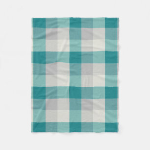 Turquoise, Grijs en Crème Plaid Fleece Deken