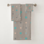 Turquoise, grijs en perzik bad handdoek (Insitu)