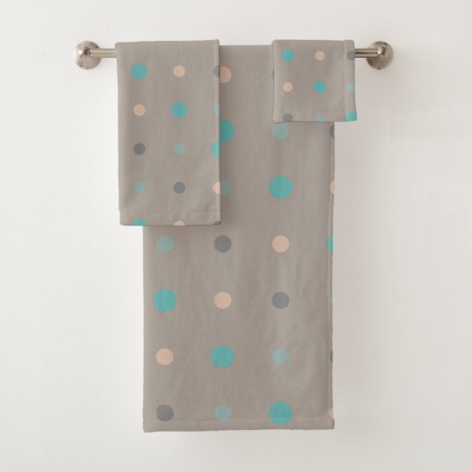 Turquoise, grijs en perzik bad handdoek (Insitu)