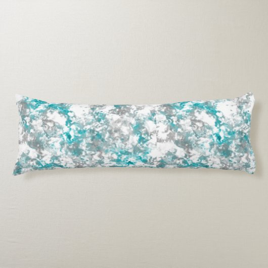 Turquoise grijs en wit abstract lichaamskussen (Voorkant)