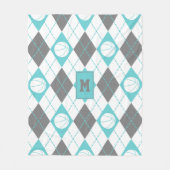 turquoise grijs witte basketbal met de naam argyle fleece deken (Voorkant)