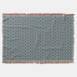 Turquoise Grijze Bloem Patroon Moderne Deken